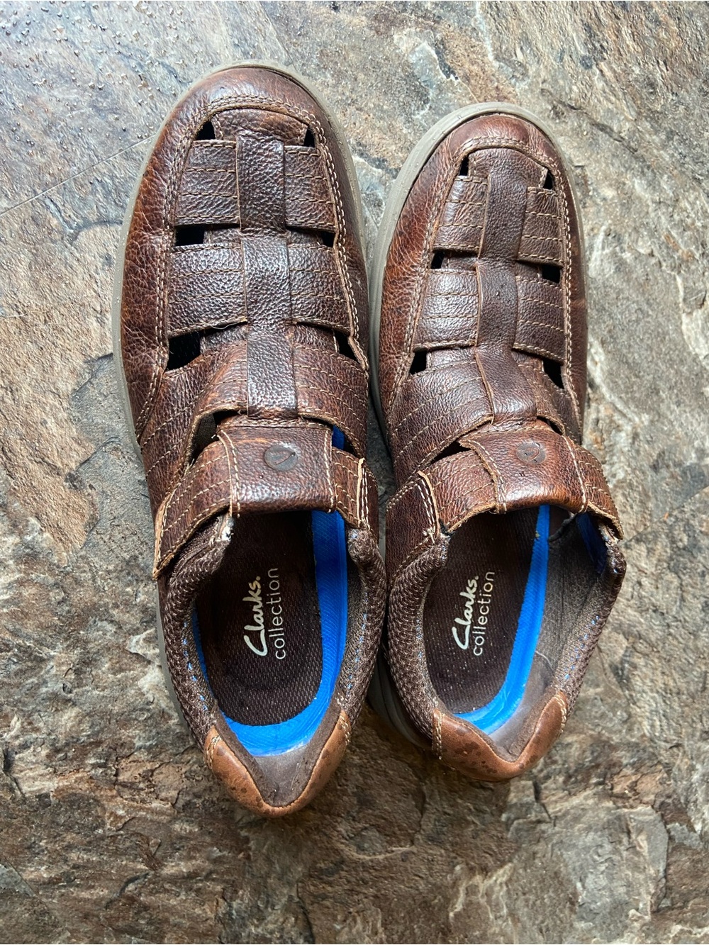 Clarks Brown Leather Men's Woven Slip-On Loafers